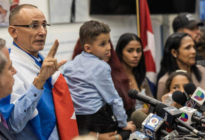 José Daniel Ferrer en una rueda de prensa tras su llegada a Estados Unidos.