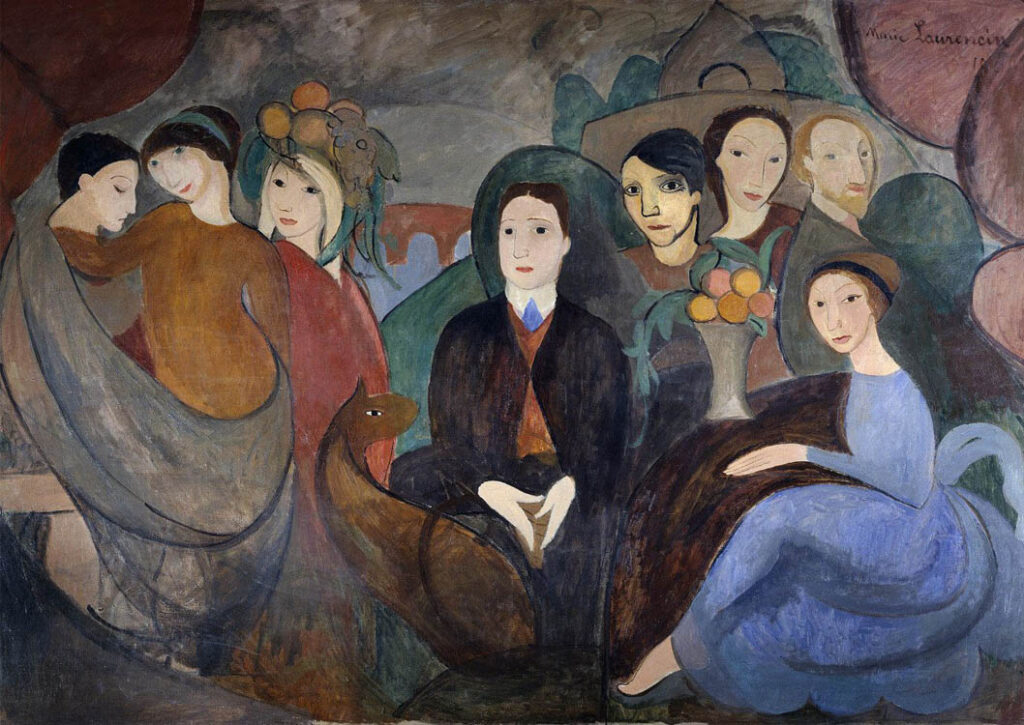 Marie Laurencin: "El poeta Guillaume Apollinaire y sus amigos "(1909).