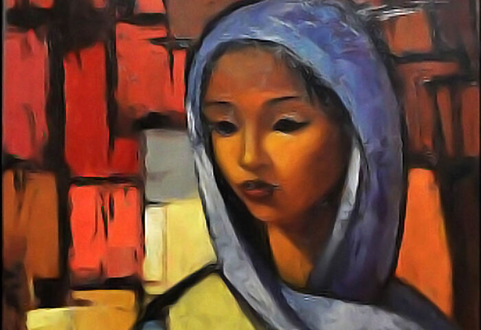Mirta Cerra: "Muchacha con pañuelo en la cabeza" (sin fecha), detalle.