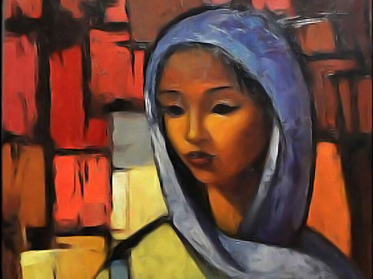 Mirta Cerra: "Muchacha con pañuelo en la cabeza" (sin fecha), detalle.