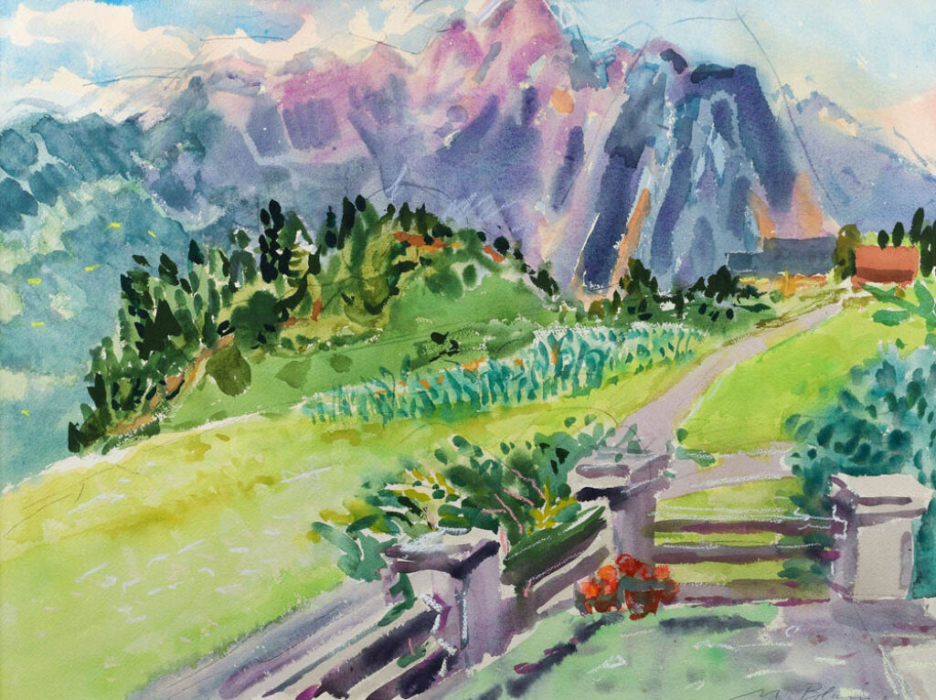 Nell Blaine: "Acherkogel con maizal" (1984).