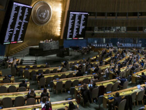 Votación en la Asamblea General de la ONU, imagen de archivo.