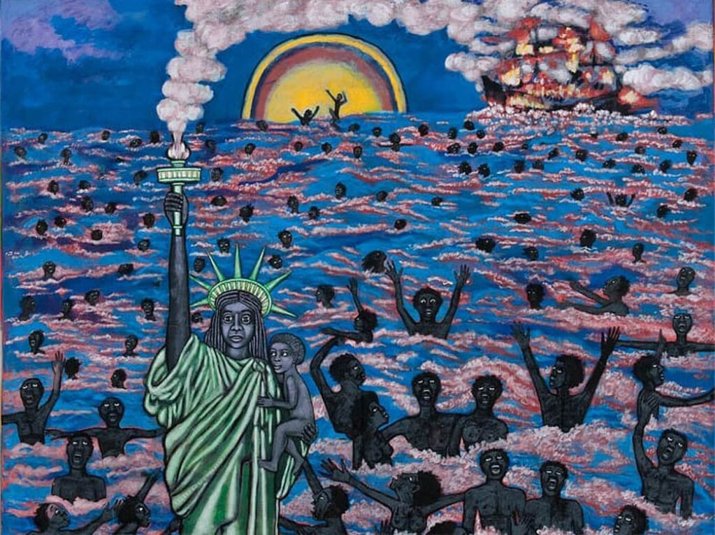 Faith Ringgold: "Llegamos a América" (1997), fragmento.