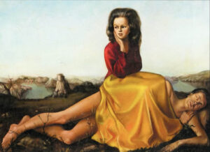 Leonor Fini: "Mujer sentada sobre un hombre dormido" (1942).