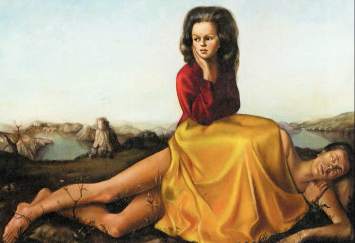 Leonor Fini: "Mujer sentada sobre un hombre dormido" (1942).
