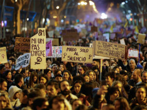 Marcha por el 8M en Barcelona.