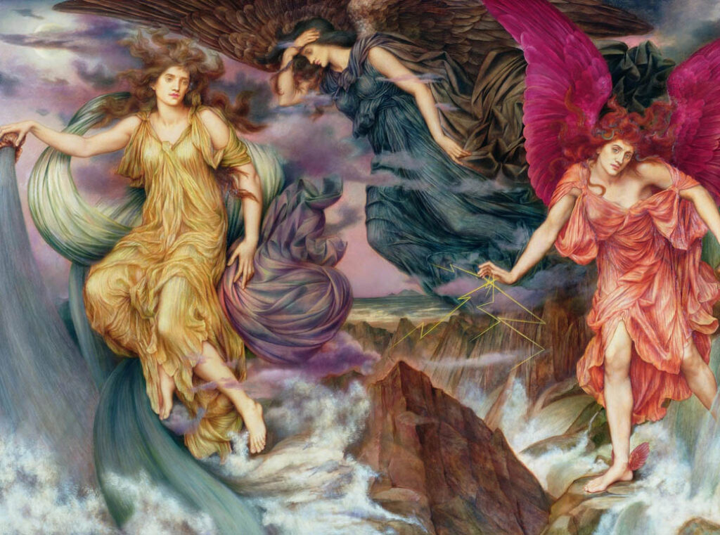 Evelyn De Morgan: "Los espíritus de la tormenta" (1900).