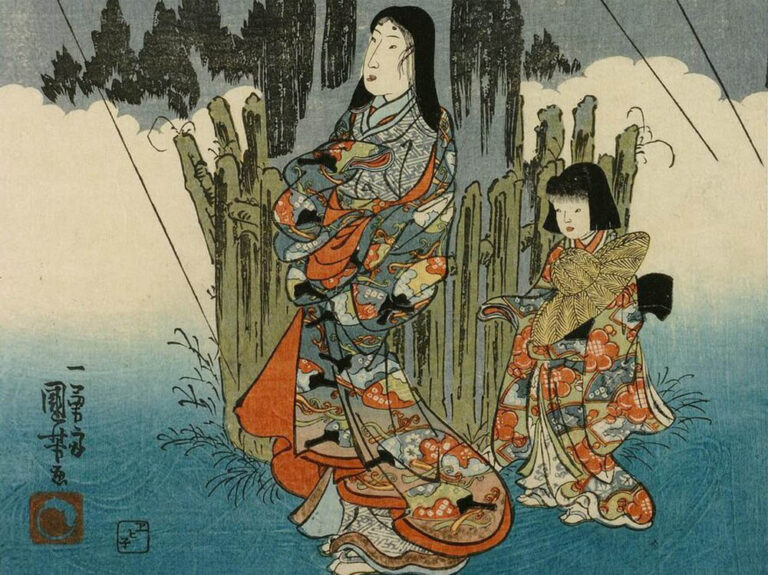 Kuniyoshi Utagawa: "Izumi Shikibu", detalle de un grabado para la antología "Cien poemas".