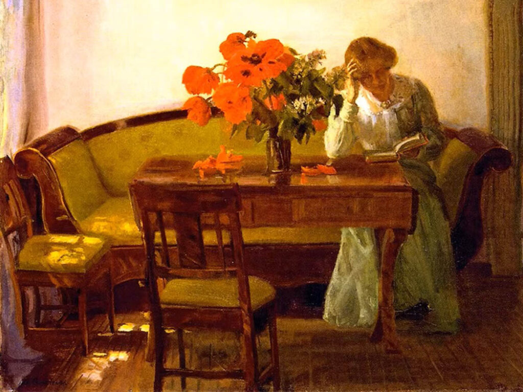 Anna Ancher: "Interior con amapolas rojas" (1905), detalle.
