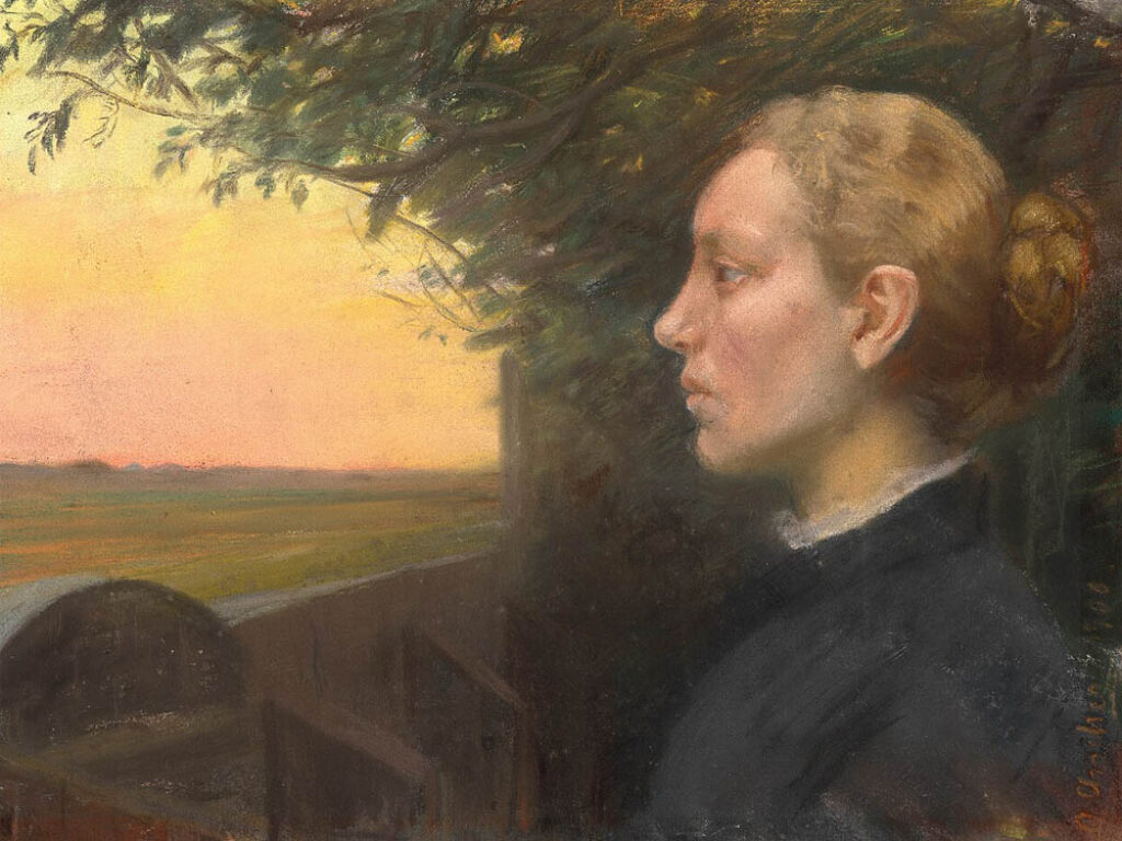 Anna Ancher: "Joven mirando la puesta de sol" (1906).