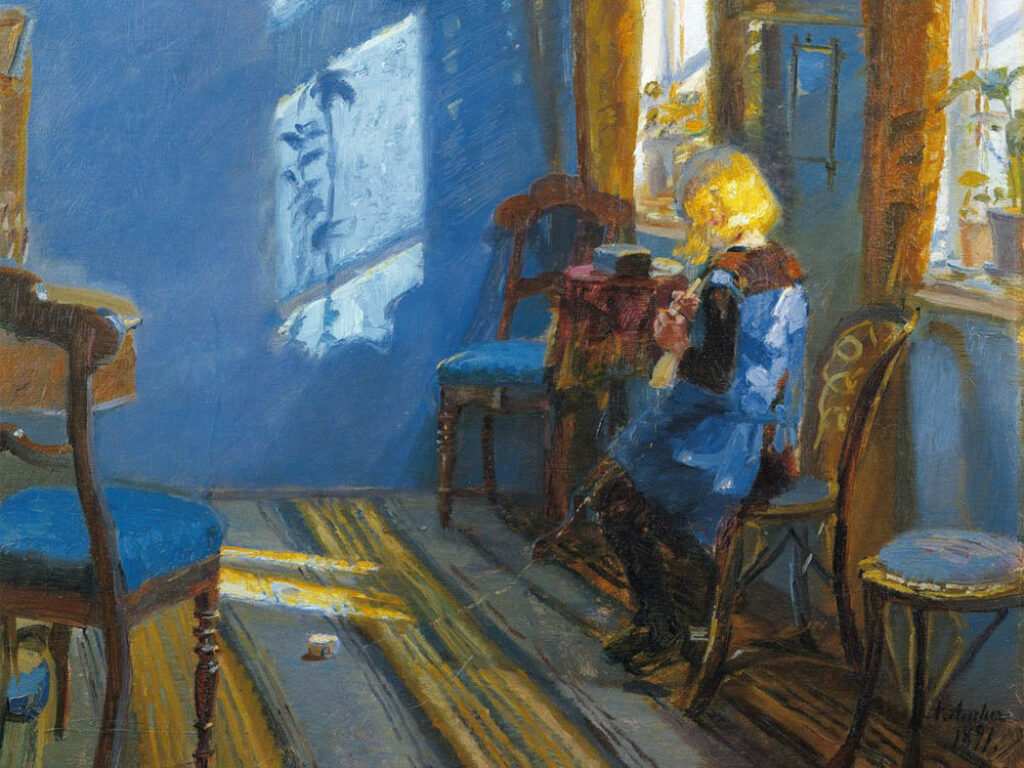 Anna Ancher: "La luz del sol en el cuarto azul" (1891), detalle.