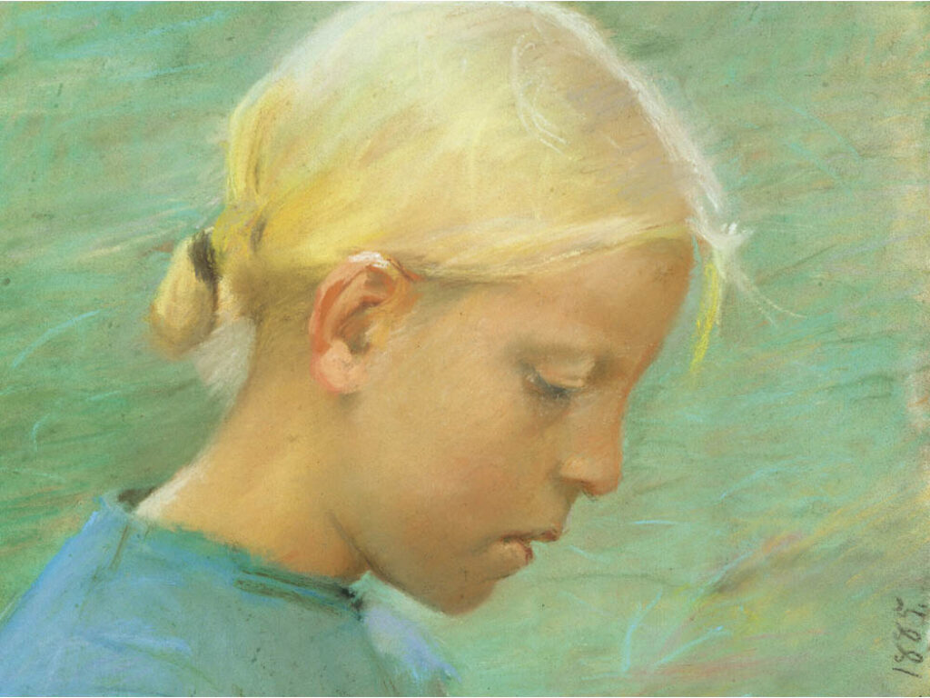 Anna Ancher: "Niña con flores" (1885), detalle.
