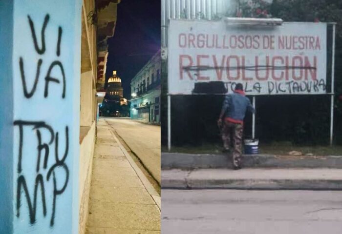 Carteles contra la dictadura cubana.