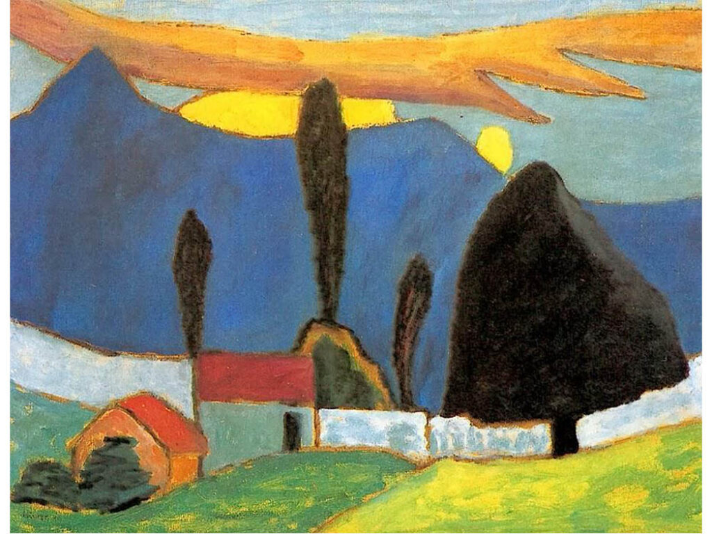 Gabriele Münter: "Paisaje con muro blanco" (1910).