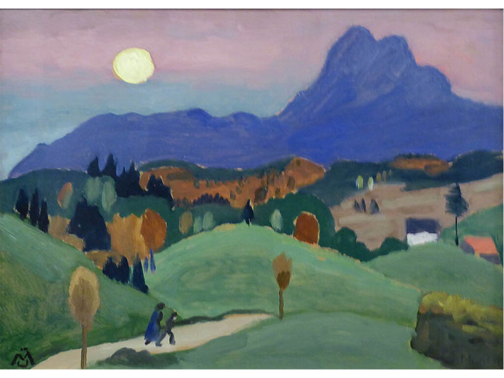 Gabriele Münter: "Paisaje montañoso con luna" (1934).