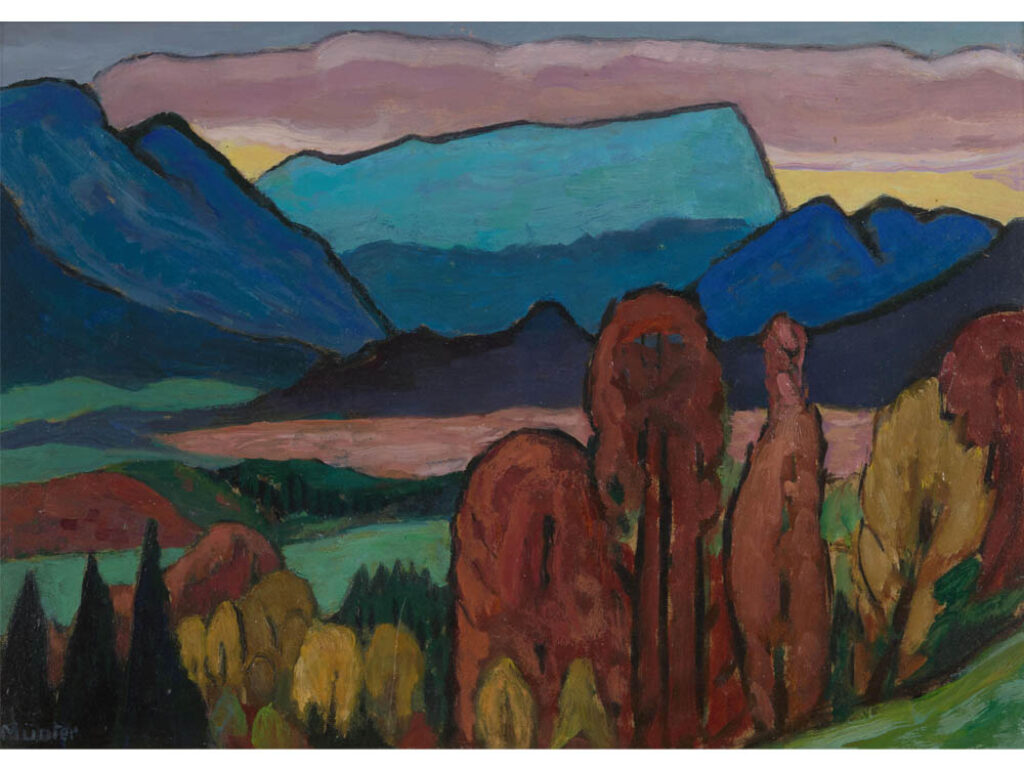 Gabriele Münter: "Vista de las montañas bajo nubes oscuras" (sin fecha).
