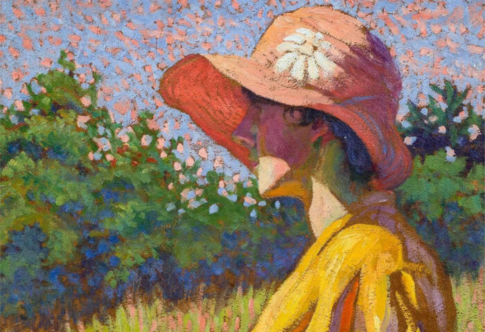 Grace Cochrane Sanger: "El sombrero rojo" (sin fecha), detalle.