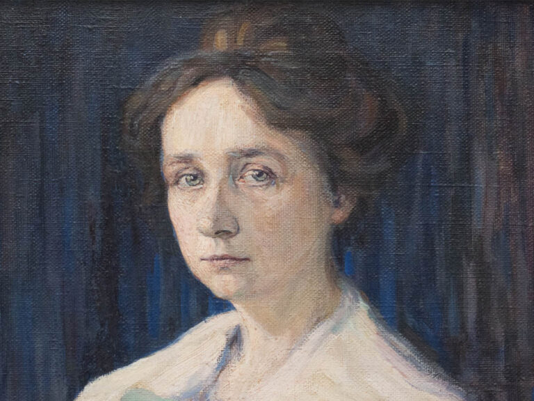 Vasili Kandinsky: "Retrato de Gabriele Münter" (1905), detalle.