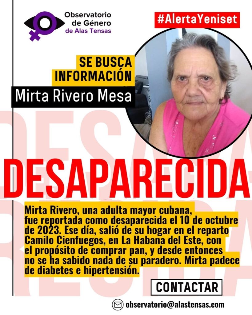 MIrta Rivero, adulta mayor desaparecida