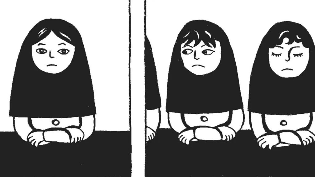 Viñetas de la la novela gráfica "Persépolis", de Marjane Satrapi.