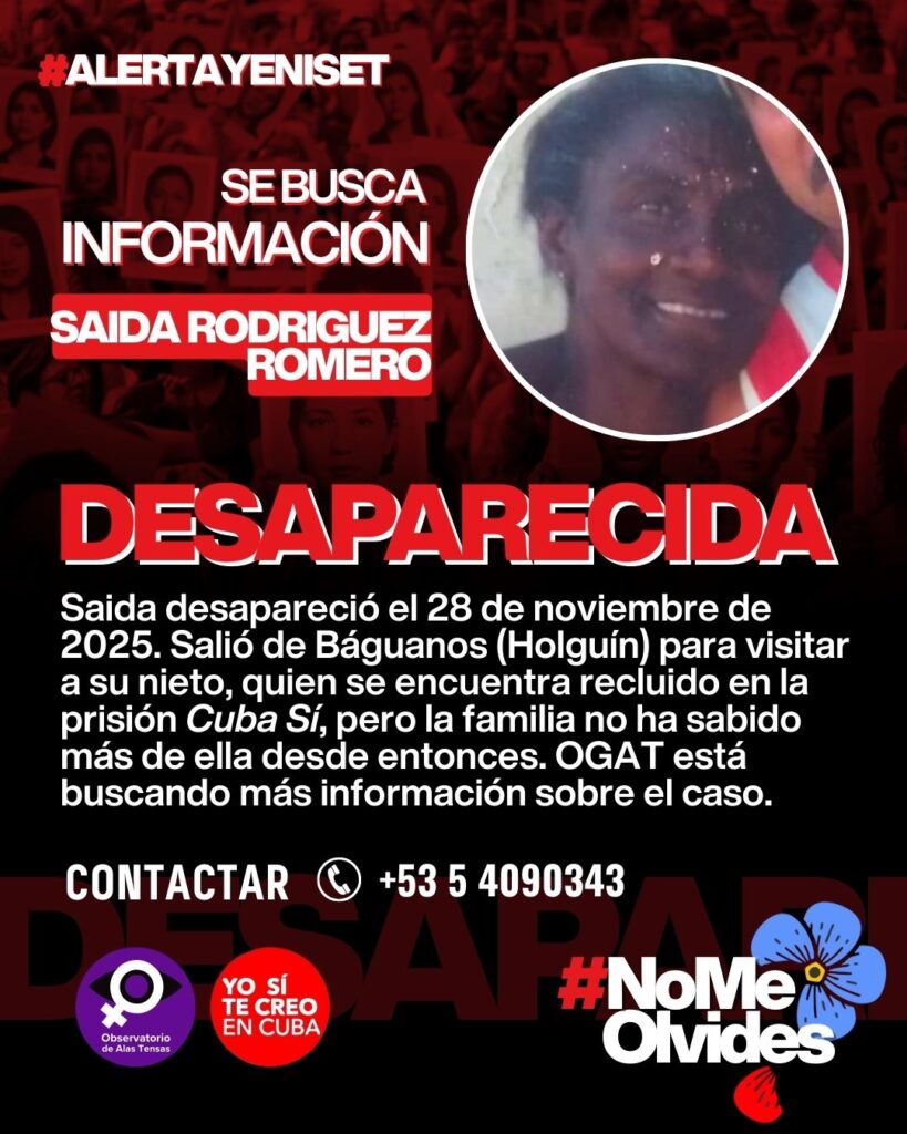 alerta yeniset en favor de Saida Rodríguez