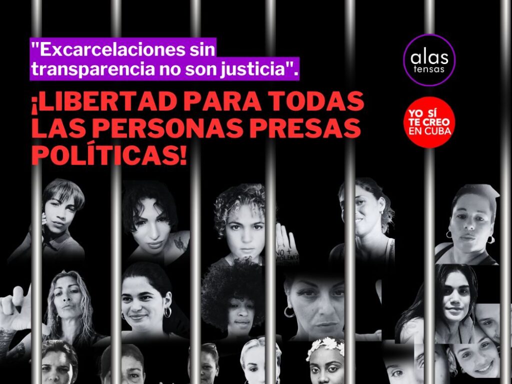 Imagen con rostros de presas políticos.