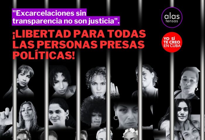 Imagen con rostros de presas políticos.