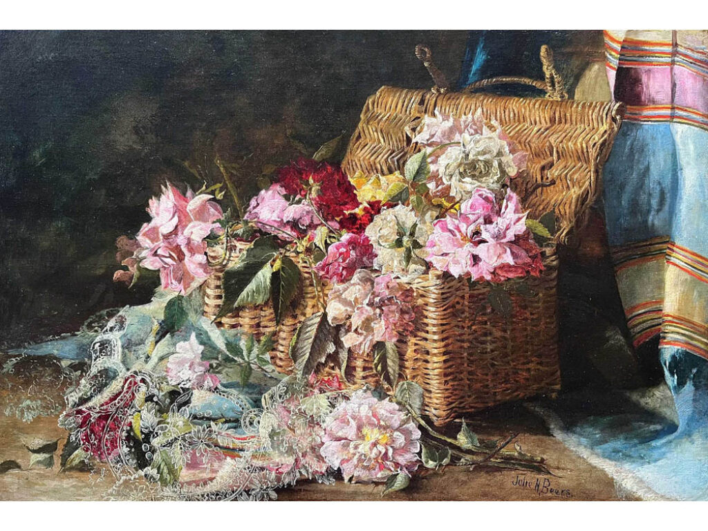 Julie Hart Beers: "Naturaleza muerta con un cesto de rosas" (sin fecha).