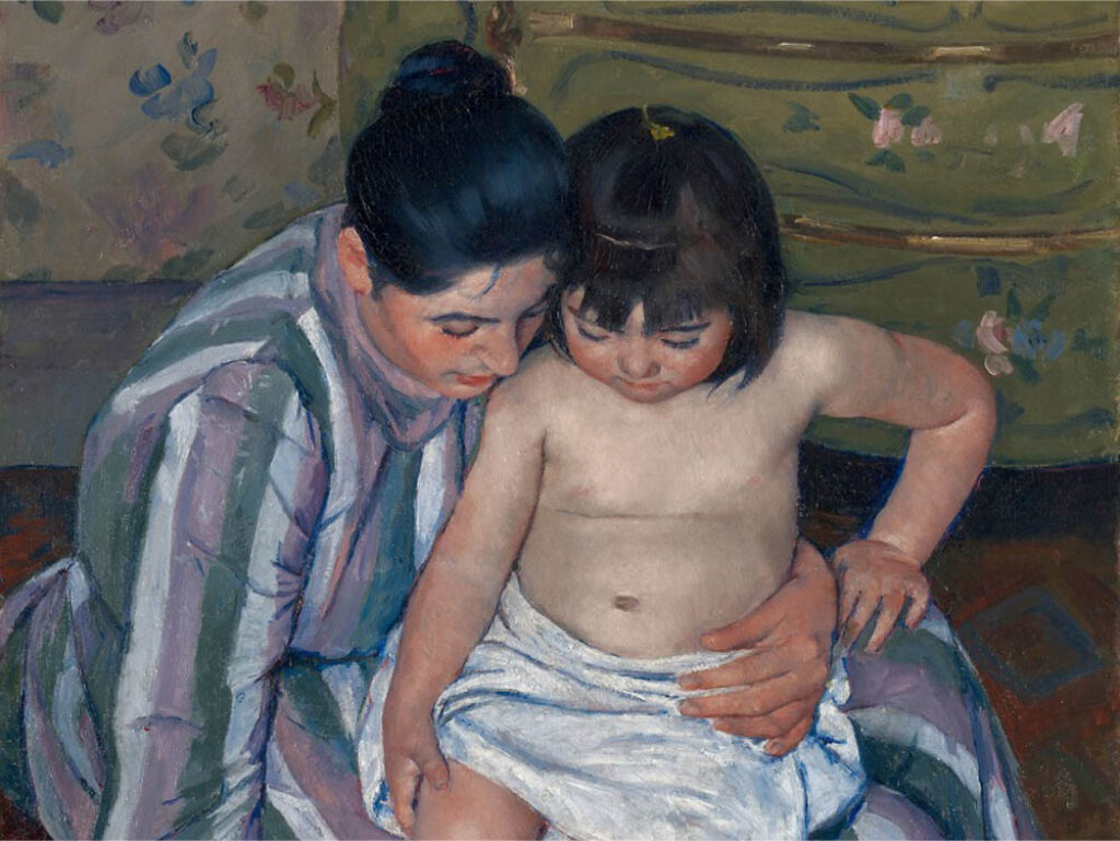 Mary Cassatt: "El baño de la niña" (1893), detalle.