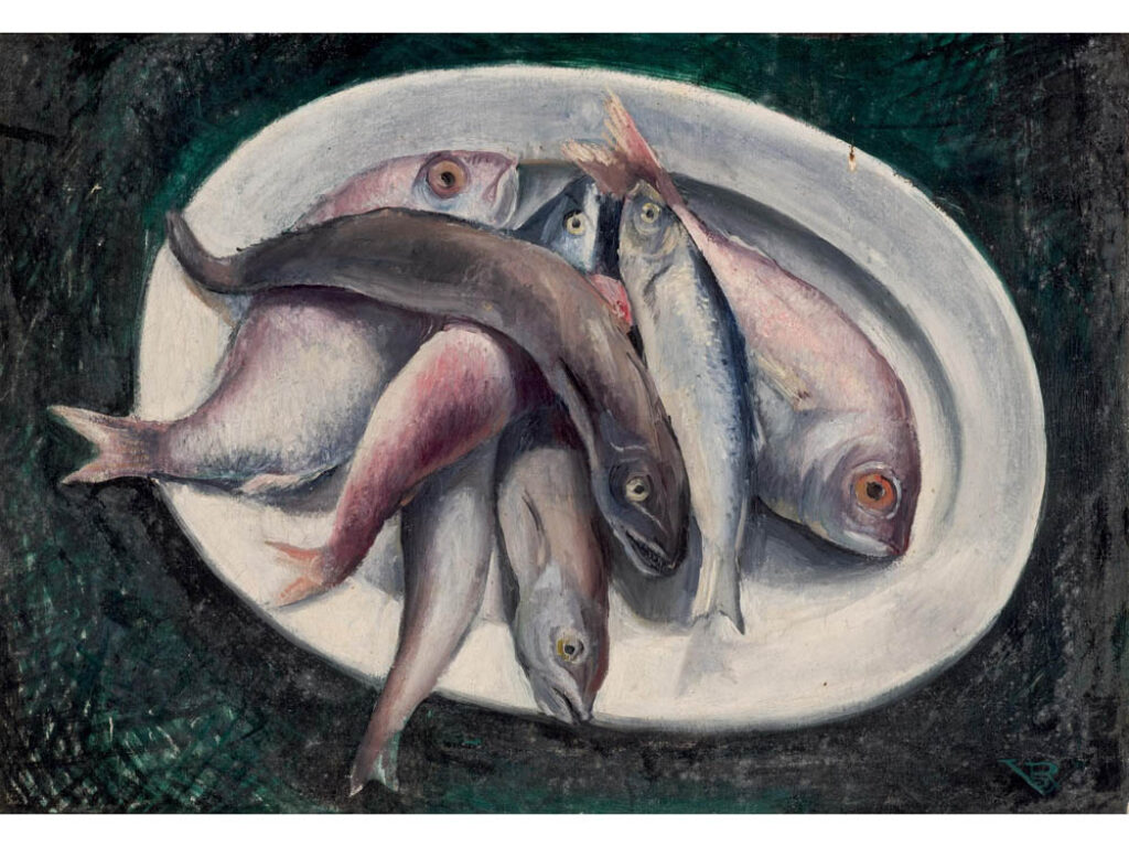 Rosario de Velasco: "Bodegón de pescado" (ca. 1960).