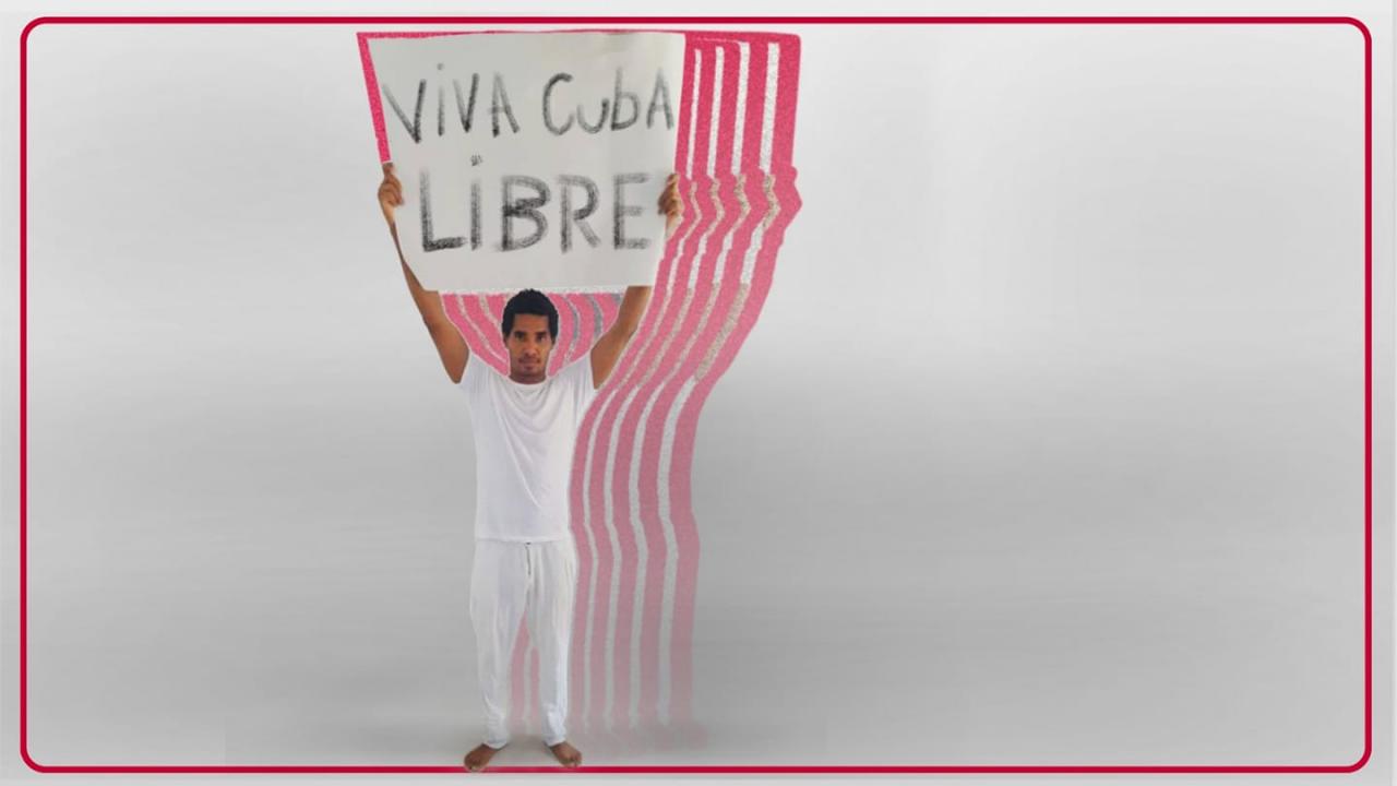 Cubanos sumándose a la iniciativa "Mi cartel por el cambio en Cuba"