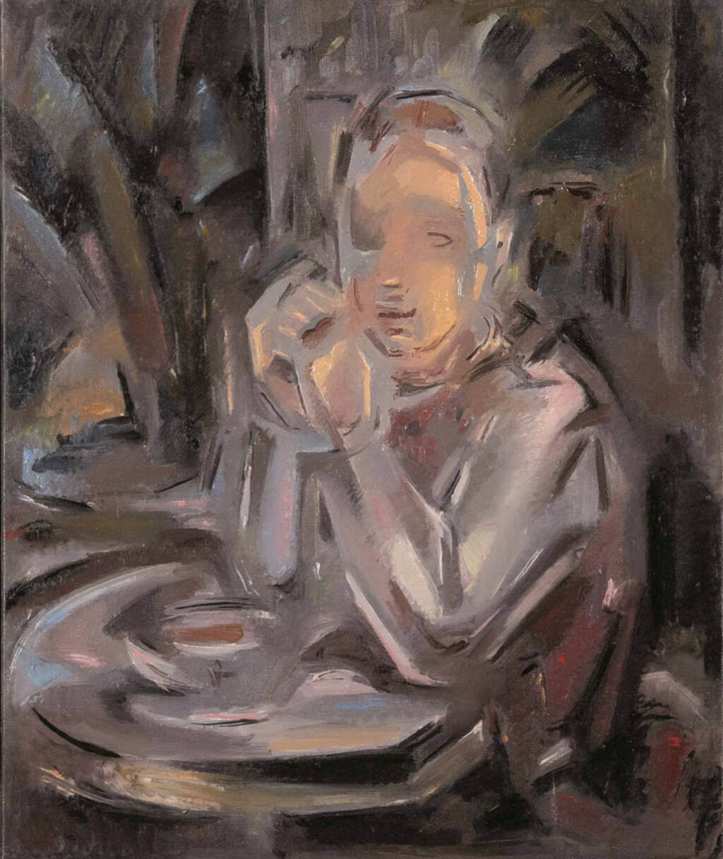 María Blanchard: "Joven sentada a una mesa delante de una taza" (1932).