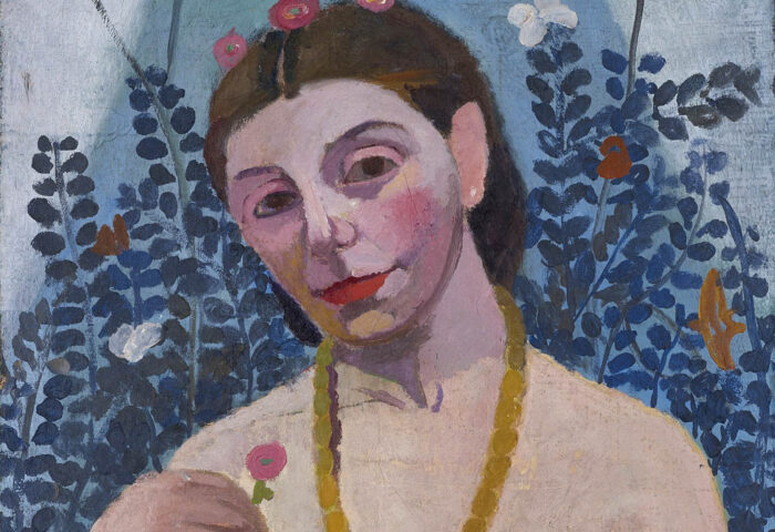 Paula Modersohn-Becker: "Autorretrato semidesnudo con collar de ámbar" (1906), detalle.
