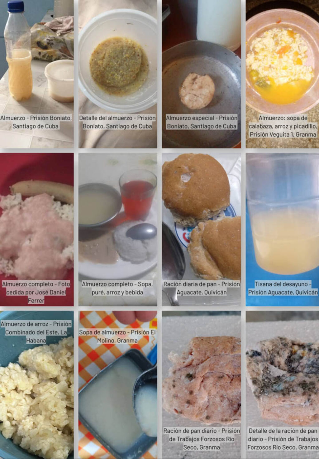 Raciones de comida en las prisiones en Cuba. Imagen: Prisoners Defenders