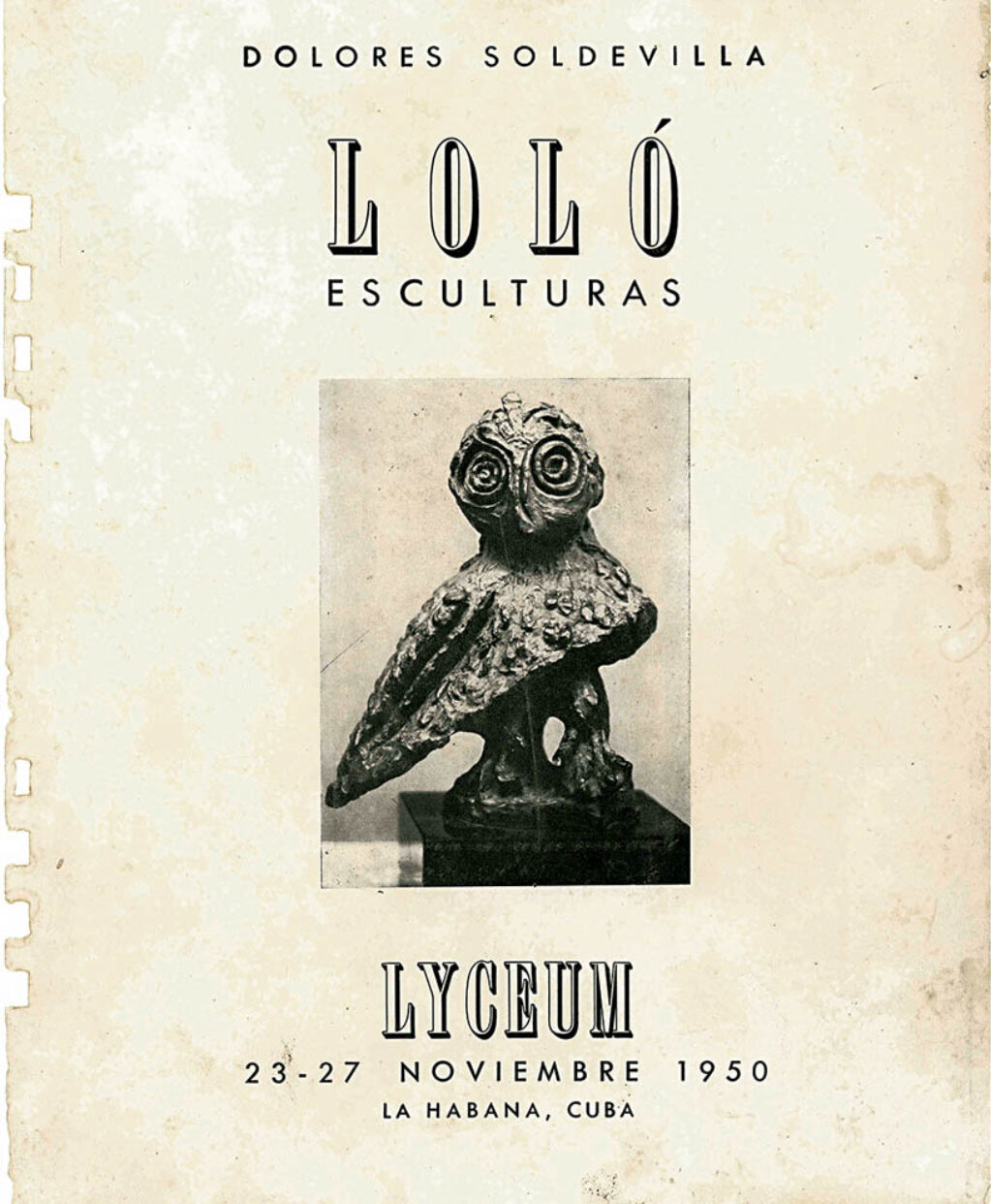 Catálogo de una exposición de Loló Soldevilla en el Lyceum de La Habana.
