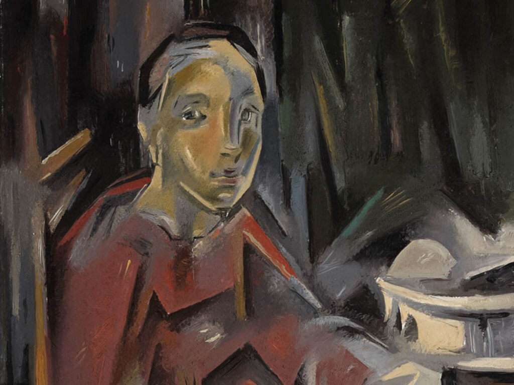 María Blanchard: "Mujer sentada (1928), detalle.