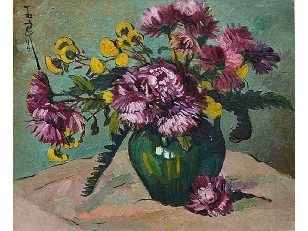 Pan Yuliang: "Bouquet de crisantemos y rosas" (1944).