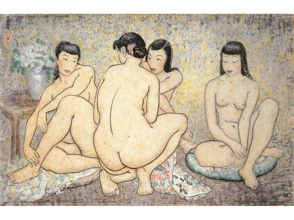 Pan Yuliang: "Cuatro bellezas después del baño" (1955).