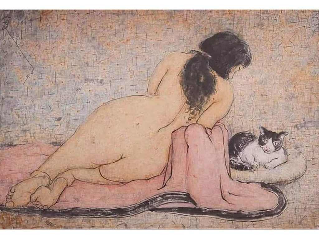 Pan Yuliang: "Mujer mirando un gato" (1964).