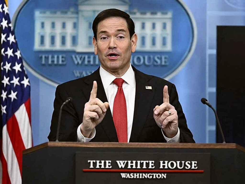 Secretario de Estado estadounidense Marco Rubio durante una comparecencia en la Casa Blanca.
