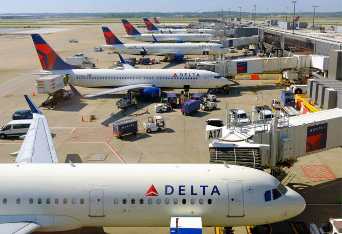 Aviones de Delta Air Lines en el aeropuerto Hartsfield Jackson de Atlanta.
