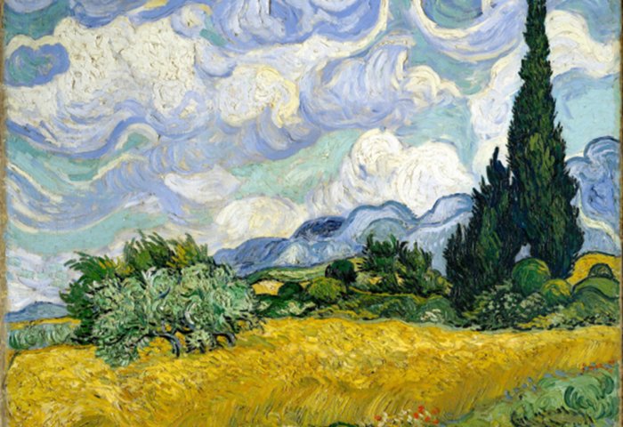 Campo de trigo con ciprés, de Vincent Van Gogh