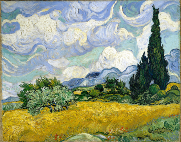 Campo de trigo con ciprés, de Vincent Van Gogh