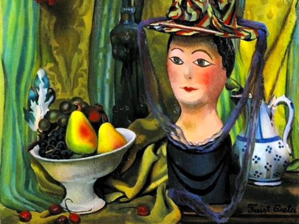 Greta Freist: "Naturaleza muerta con sombrero" (1946), detalle.