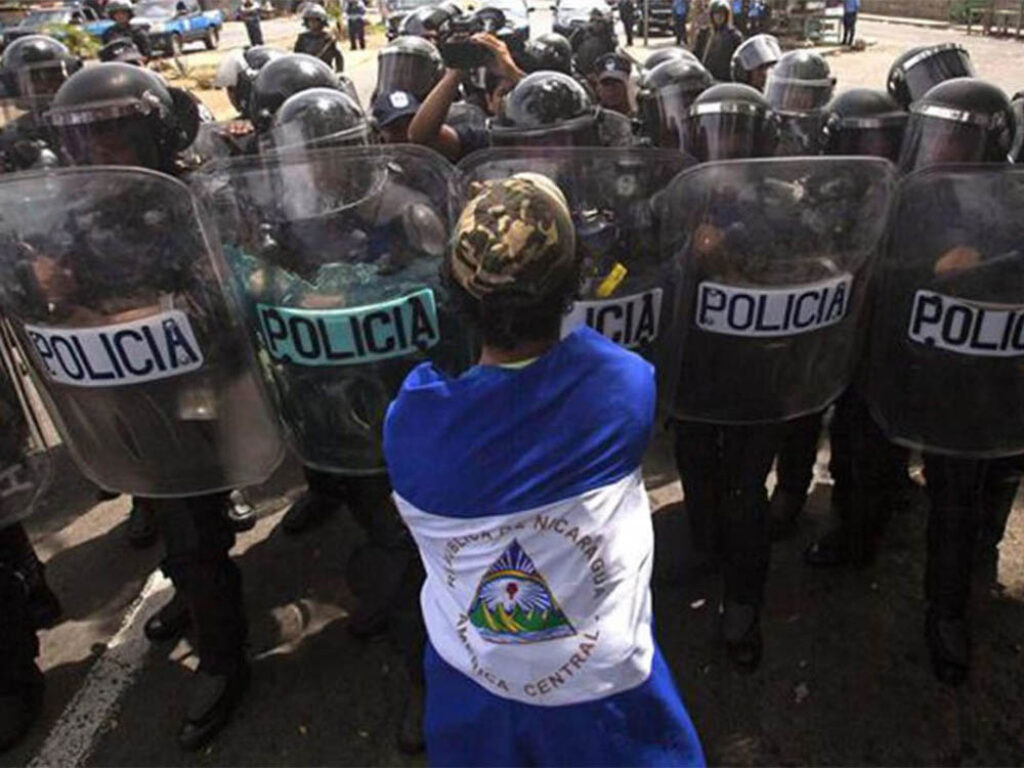 Manifestante contra la represión en Nicaragua, mayo de 2019.