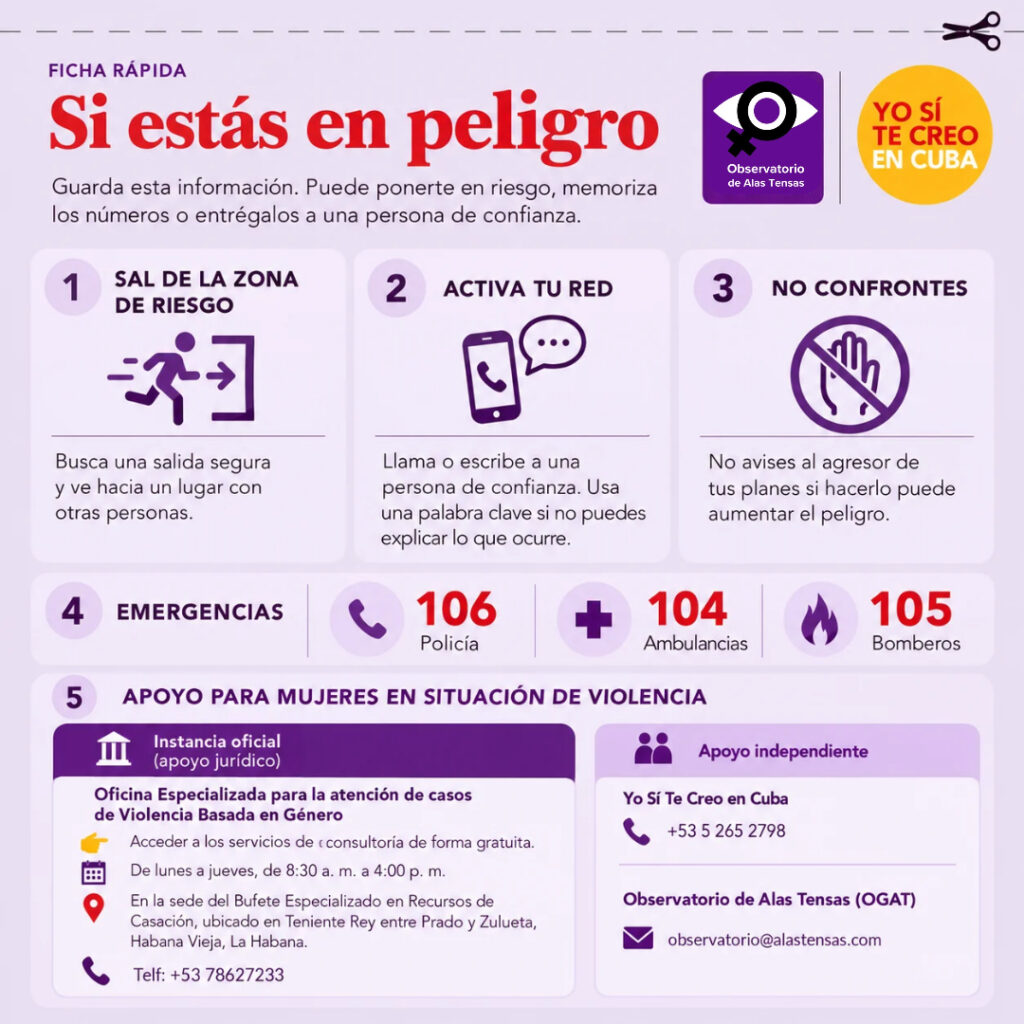 infografía de apoyo a víctimas de violencia en Cuba