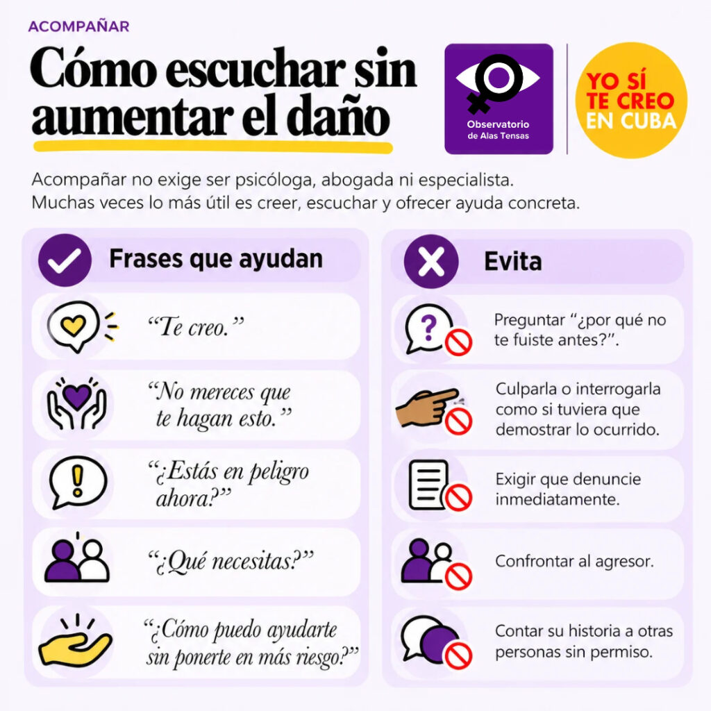 Infografía de OGAT sobre cómo acompañar a víctimas de violencia