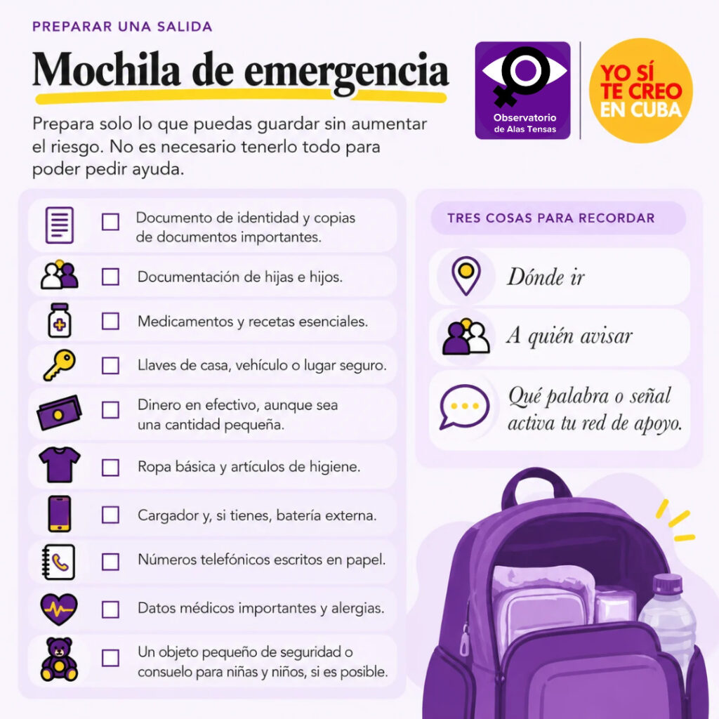 infografía: Mochila de emergencia ante violencia hacia la mujer