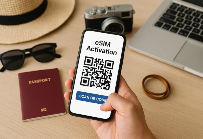 Pantalla de un teléfono con opciones de configuración de eSIM