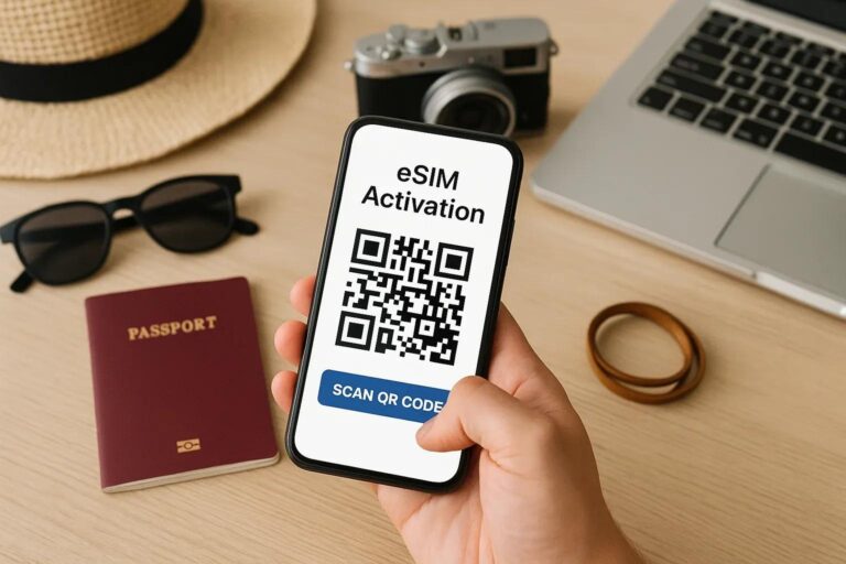 Pantalla de un teléfono con opciones de configuración de eSIM